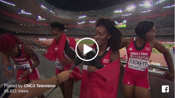 Trinidad and Tobago women won bronze in 4x400 metres final in Beijing.