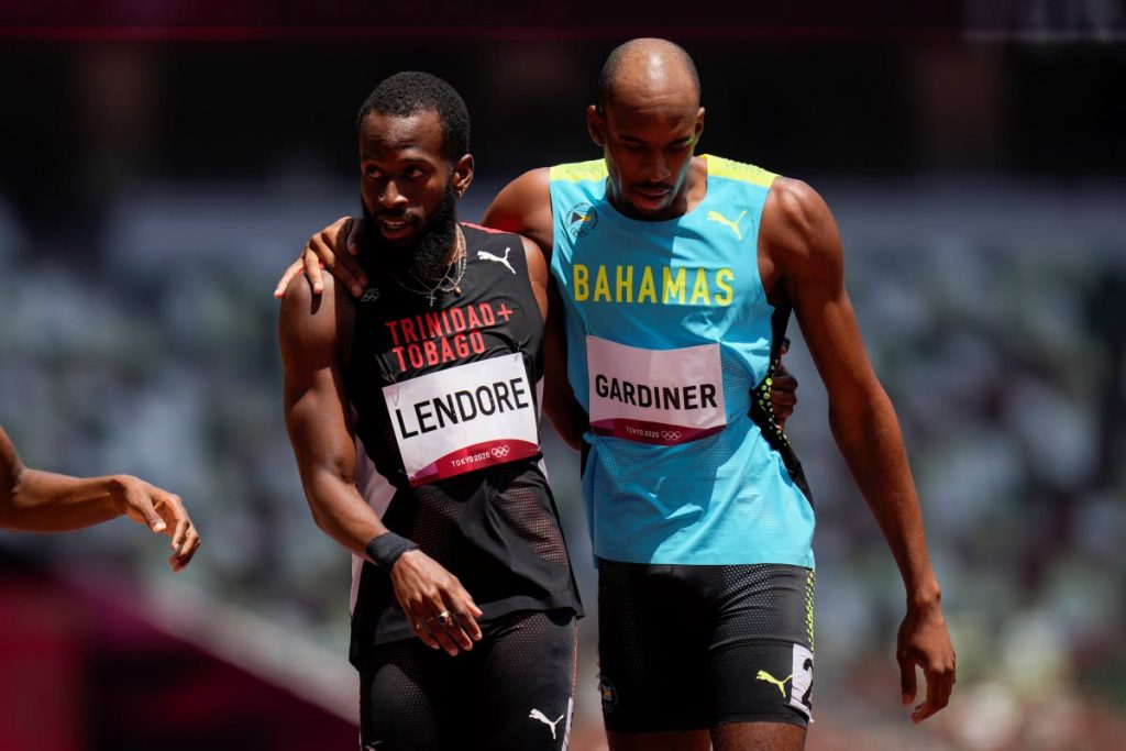 Tokyo Olympics : Deon Lendore (left) and Steven Gardiner, of Bahama, men's 400m